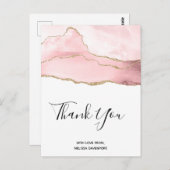 ピンク赤面アゲート付き金ゴールド誕生日感謝してい ポストカード (正面/裏面)