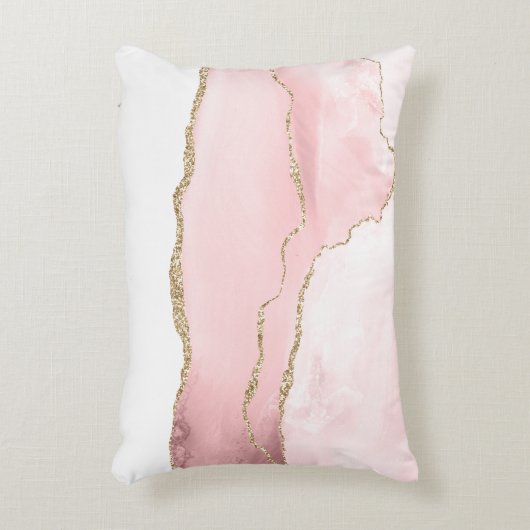 ピンク赤面アゲート金ゴールド付きエレガント アクセントクッション (正面(垂直))