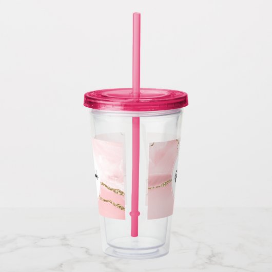 ピンク赤面アゲート金ゴールド付きエレガント アクリルタンブラー (右)