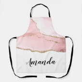 ピンク赤面アゲート金ゴールド付きエレガント エプロン (正面)