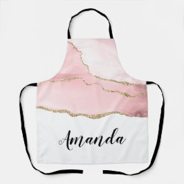 ピンク赤面アゲート金ゴールド付きエレガント エプロン