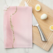 ピンク赤面アゲート金ゴールド付きエレガント キッチンタオル (四つ折り)