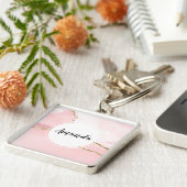 ピンク赤面アゲート金ゴールド付きエレガント キーホルダー (側面)