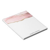 ピンク赤面アゲート金ゴールド付きエレガント ノートパッド (アングル)