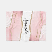 ピンク赤面アゲート金ゴールド付きエレガント フリースブランケット (正面(横))