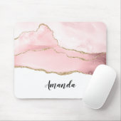 ピンク赤面アゲート金ゴールド付きエレガント マウスパッド (マウス)