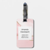 ピンク赤面アゲート金ゴールド付きエレガント ラゲッジタグ (裏面縦)