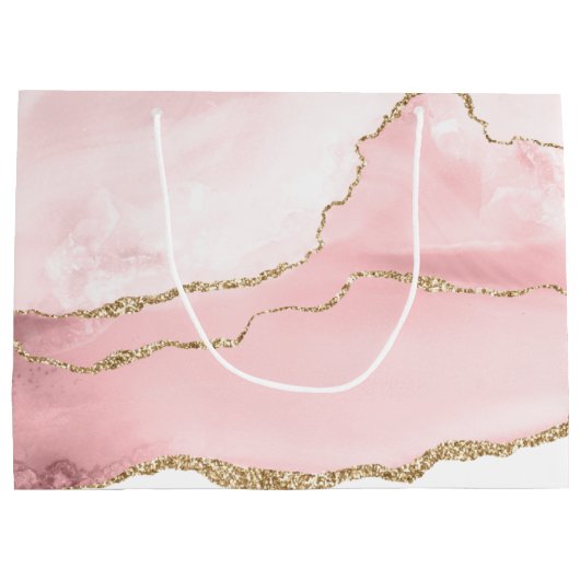 ピンク赤面アゲート金ゴールド付きエレガント ラージペーパーバッグ (裏面)