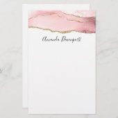 ピンク赤面アゲート金ゴールド付きエレガント 便箋 (正面/裏面)