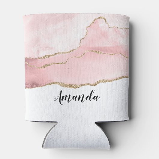 ピンク赤面アゲート金ゴールド付きエレガント 缶クーラー (裏面)