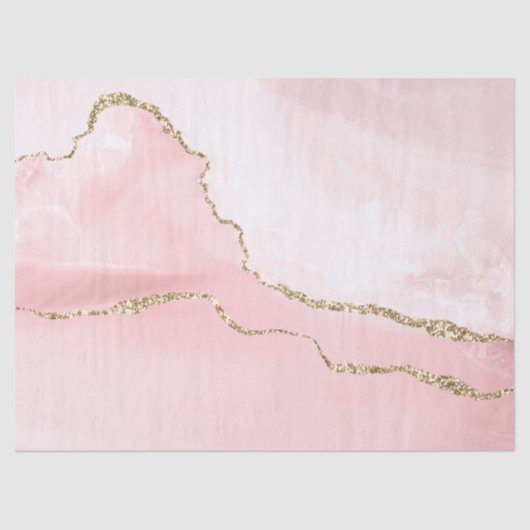 ピンク赤面アゲート金ゴールド付きエレガント 薄葉紙 (正面)