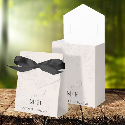 ピンク赤面ウエディングフラワーボタニカルタイポグラフィ フェイバーボックス