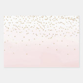 ピンク赤面ウオーターカラー金ゴールドグリッツスパークル ラッピングペーパーシート (正面3)