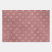 ピンク赤面エレガントスノーフレーク |クリスマス・ホリデー ラッピングペーパーシート (正面3)