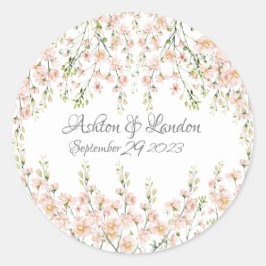 ピンク赤面エレガントフローラ名日付 ラウンドシール