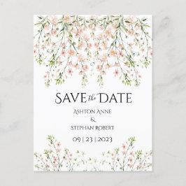 ピンク赤面エレガントフローラ結婚ズ救ス 案内ポストカード