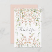 ピンク赤面エレガントフローラ結婚ズ サンキューカード (正面/裏面)
