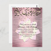 ピンク赤面エレガントロータスフラワー誕生日 ポストカード (正面/裏面)