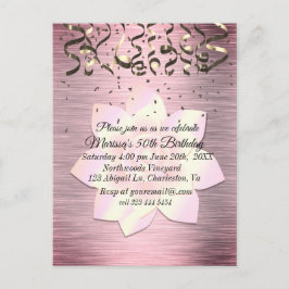 ピンク赤面エレガントロータスフラワー誕生日 ポストカード