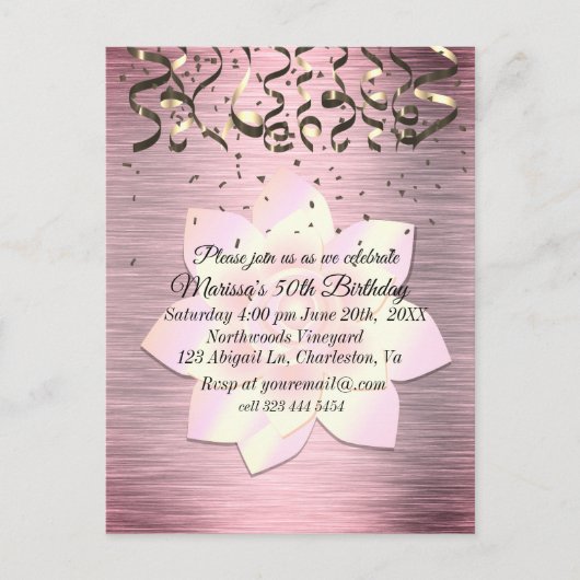 ピンク赤面エレガントロータスフラワー誕生日 ポストカード (正面)