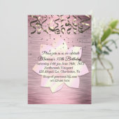 ピンク赤面エレガントロータスフラワー誕生日 招待状 (スタンド正面)