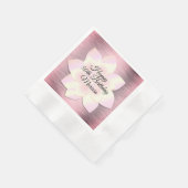 ピンク赤面エレガントロータスフラワー誕生日 縁ありカクテルナプキン (角)