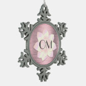 ピンク赤面エレガントロータスOM スノーフレークピューターオーナメント (左)