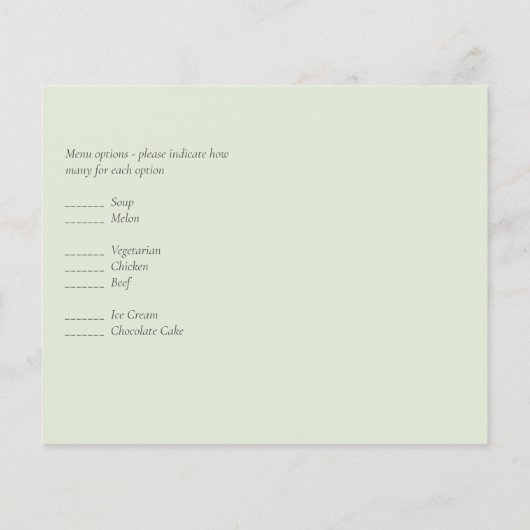 ピンク赤面オリーブ結婚式RSVP (裏面)