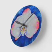 ピンク赤面オーキッド ラウンド壁時計 (傾斜)