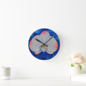 ピンク赤面オーキッド ラウンド壁時計 (ホーム)