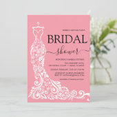 ピンク赤面ガウンブライダルシャワー 招待状 (スタンド正面)