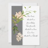 ピンク赤面ガーデンフラワーグリーン感動的 セーブザデート (裏面)