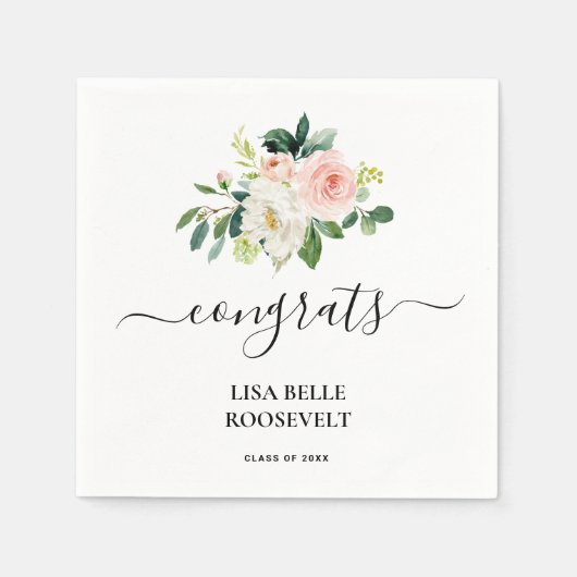 ピンク赤面ガール卒業 スタンダードカクテルナプキン (正面)