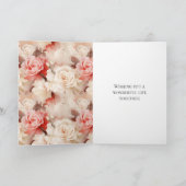 ピンク赤面クリームバラフローララブ&ジョイ結婚ズ カード (内部)