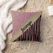 ピンク赤面グラムゼブラプリントパーソナライズされた クッション (ブランケット)