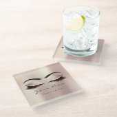 ピンク赤面グリッターメイクアップアーティストラッズエクステンション ガラスコースター (アングル)