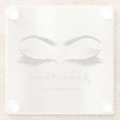 ピンク赤面グリッターメイクアップアーティストラッズエクステンション ガラスコースター (裏面)