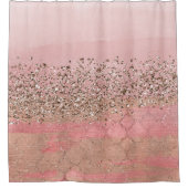 ピンク赤面グリッターモロッコインディアンプリンセスグラム シャワーカーテン (正面)