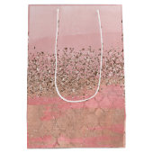 ピンク赤面グリッターモロッコインディアンプリンセスパーティー ミディアムペーパーバッグ (裏面)