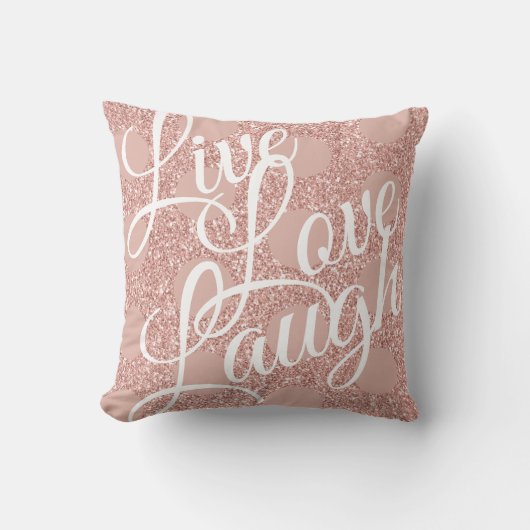 ピンク赤面グリッター水玉模様ガーリーライブラブ笑い クッション (正面)