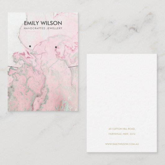 ピンク赤面ゲート大理石スタッドネックレスディスプレイ 名刺 (正面/裏面)