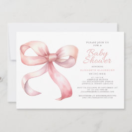 ピンク赤面コケットボウベビーエレガントガールシャワー 招待状
