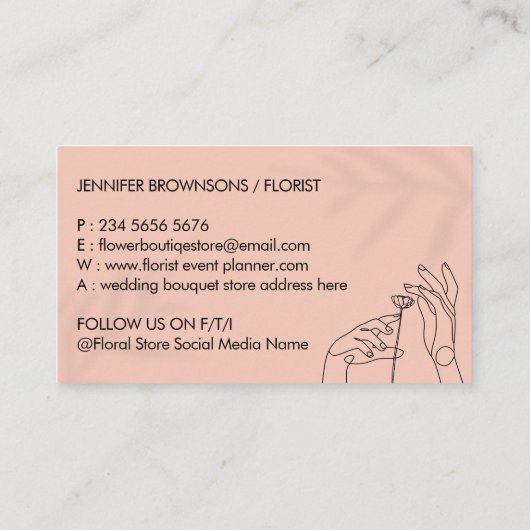 ピンク赤面シンプルハ澄んンズカレスフラワー 名刺 (裏面)