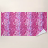 ピンク赤面スパークルマーメイド ビーチタオル (正面)