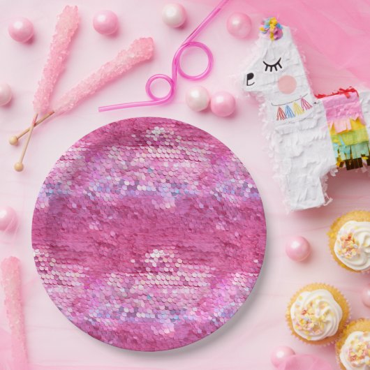 ピンク赤面スパークルマーメイド ペーパープレート (パーティー)