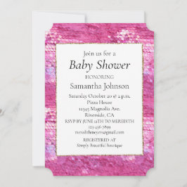 ピンク赤面スパークルマーメイド 招待状