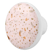 ピンク赤面テラゾ(銅の斑点が金ゴールド) セラミックノブ (右)