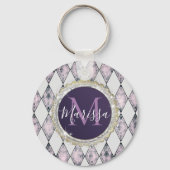 ピンク赤面ハーレクインモノグラム キーホルダー (正面)