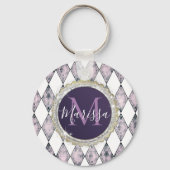 ピンク赤面ハーレクインモノグラム キーホルダー (裏面)