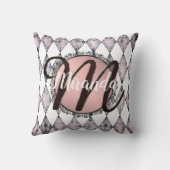 ピンク赤面ハーレクインモノグラム クッション (裏面)